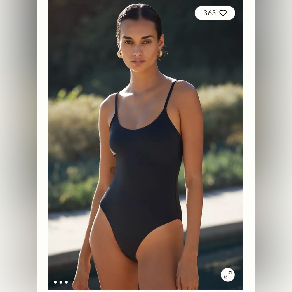 Andie Swim The Amalfi Classic One Piece Smooth Swimsuit Black Size Small Beach